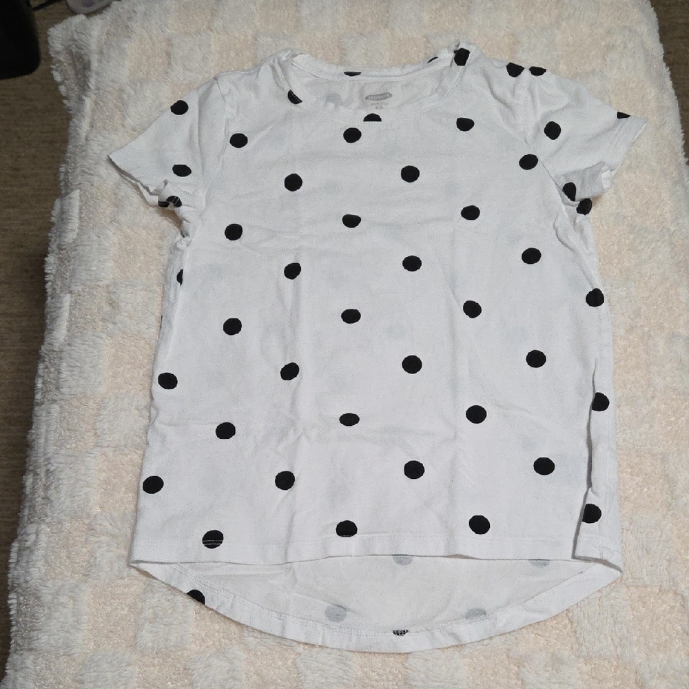 Old Navy White Shirt with Black Polka Dots
